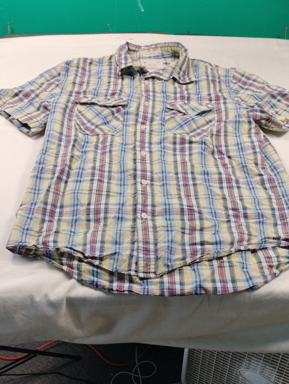 American Eagle OutfittMen's Short-Sleeve Plaid Button-Up Shirt Size Large #2